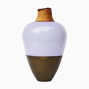 Lavender and Brass Patina India Vase I by Pia Wüstenberg