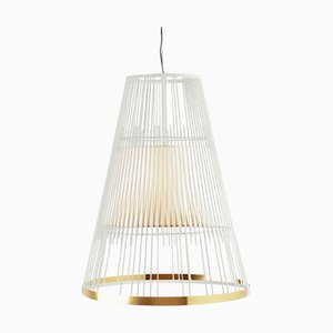 Ivory Up Suspension Lamp with Brass Ring by Dooq