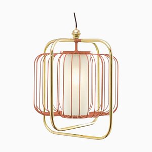 Brass and Salmon Jules III Suspension Lamp by Dooq