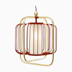 Brass and Lipstick Jules III Suspension Lamp by Dooq