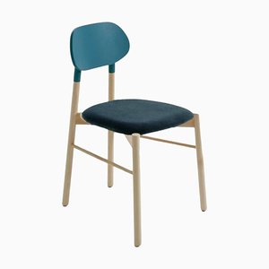 Bokken Upholstered Chair in Natural Beech and Aqua-Marine by Colé Italia