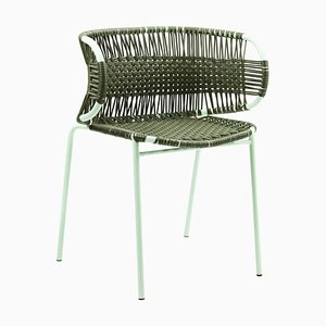 Olive Cielo Stacking Chair with Armrest by Sebastian Herkner