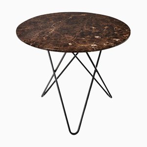 Brown Emperador Marble and Black Steel Dining Table by Oxdenmarq