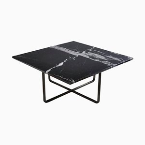 Tavolo Ninety medio in marmo nero Marquina e acciaio nero di OxDenmarq