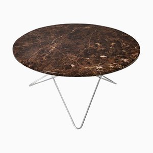 Table O en Marbre Emperador Marron et Acier Noir par OxDenmarq