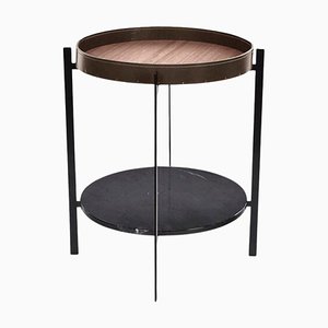 Walnut Wood and Black Marquina Marble Deck Table by Oxdenmarq