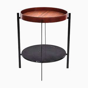 Teak Wood and Black Marquina Marble Deck Table by Oxdenmarq