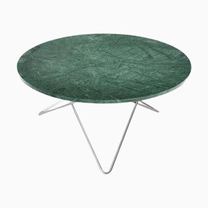 Green Indio Marble and Steel O Table by Oxdenmarq