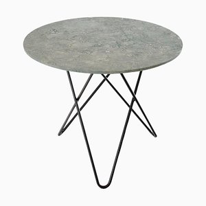 Mesa de comedor O de mármol gris y acero negro de OxDenmarq