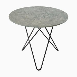 Tavolo da pranzo O in marmo grigio e acciaio nero di OxDenmarq