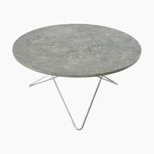 Grey Marble and Black Steel O Table by OxDenmarq