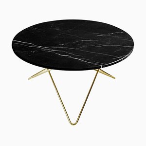 Black Marquina Marble and Brass O Table by OxDenmarq