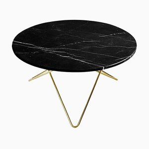 Table O en Marbre Marquina Noir et Laiton par OxDenmarq