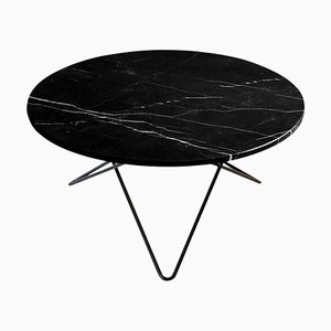 Black Marquina Marble and Black Steel O Table by OxDenmarq