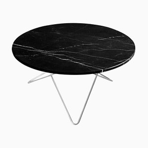 Black Marquina Marble and Steel O Table by OxDenmarq