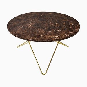 Brown Emperador Marble and Brass O Table by OxDenmarq