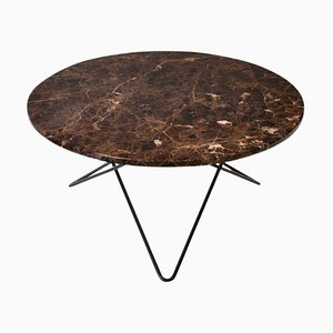 Brown Emperador Marble and Black Steel O Table by OxDenmarq