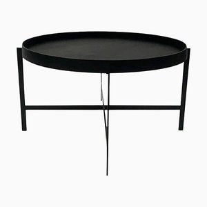 Large Black Leather Deck Table by OxDenmarq