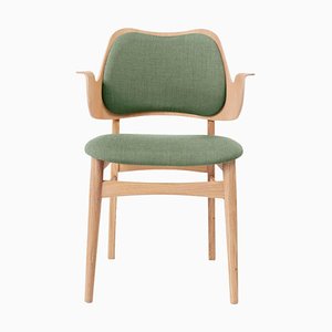 Gesture Chair Canvas White Oiled Oak Sage Green by Warm Nordic