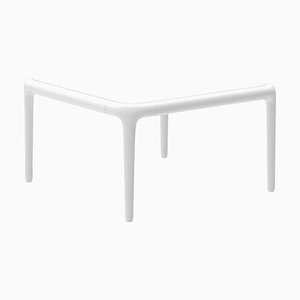 Xaloc White Coffee Table 50 with Glass Top by Mowee