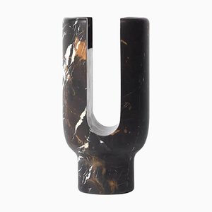 Schwarzer Lyra Kerzenhalter aus Marmor von Dan Yeffet