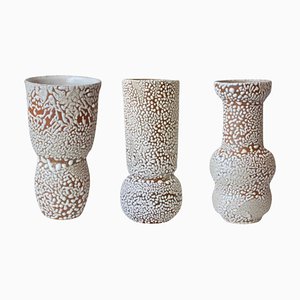 White Stoneware Vases by Moïo Studio, Set of 3
