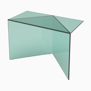 Grüner Poly Square Couchtisch aus Klarglas von Sebastian Scherer