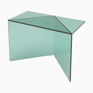 Table Basse Poly Carrée en Verre Transparent Vert par Sebastian Scherer