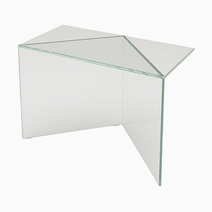 Table Basse Poly Carrée en Verre Transparent Blanc par Sebastian Scherer