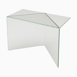White Clear Glass Poly Square Coffee Table by Sebastian Scherer