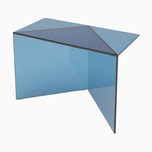 Blue Clear Glass Poly Square Coffe Table by Sebastian Scherer