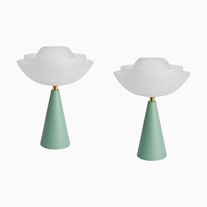 Lampes de Bureau Lotus Mattes par Mason Editions, Set de 2