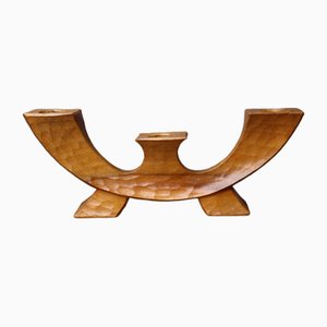 Small Anthroposophical Waldorf Candleholder in Carved Wood, 1940