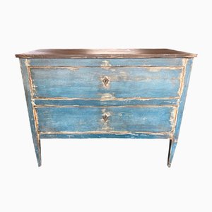 19th Century Italian Neoclassical Blue Dresser in Walnut