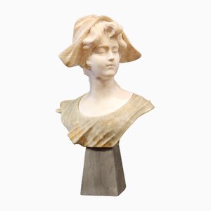 Bust of a Young Girl, 1900, Two-Tone Alabaster