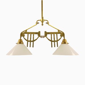 Art Deco Viennese Brass Hanging Lamp, 1920s