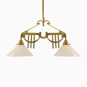 Lampada a sospensione Art Deco in ottone, anni '20