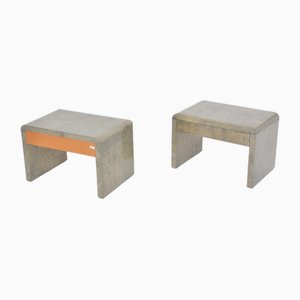 Mid-Century Modern Bedside Tables in Laquered Goat Skin by Aldo Tura, 1970s, Set of 2