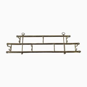 Small Vintage Towel Coat Rack in Brass and Gold Chrome, 1970s