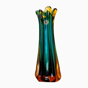 Jarrón Sommerso italiano de cristal de Murano atribuido a Flavio Poli para Seguso, años 70