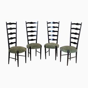 Lacquered Wooden Chairs, 1960s, Set of 4