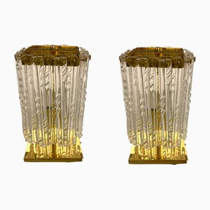 Lámparas de mesa de cristal de Murano, años 80. Juego de 2
