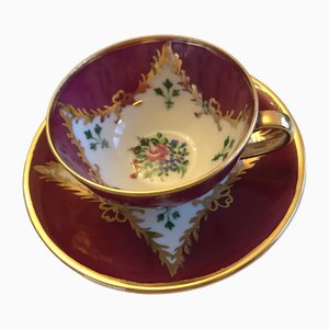 Porcelain Cup and Saucer from Bavaria, 1950s, Set of 2