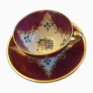 Tasse et Soucoupe en Porcelaine de Bavaria, 1950s, Set de 2