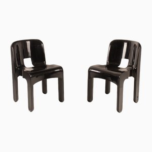 Universal Chairs 4869 Black by Joe Colombo for Kartell, 1960s, Set of 2