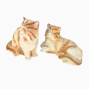 Large Italian Cat Figurines in Ceramic, 1970s, Set of 2