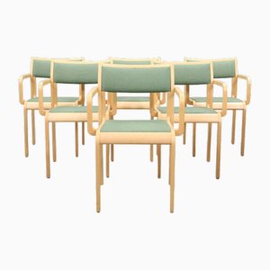 Swedish Stackable Beech Chairs, 1970s, Set of 6