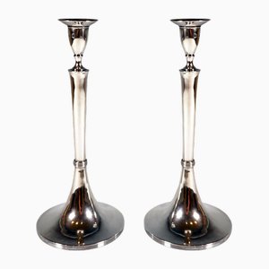 Antique Empire Silver Candleholders, 1821, Set of 2