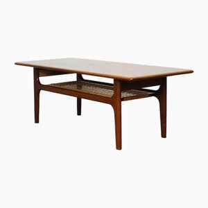 Danish Teak and Cane Coffee Table attributed to Trioh Mobler, 1960s