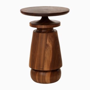 Lathe Turned Walnut or White Oak Sculptural Side Table by Michael Rozell